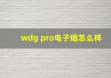 wdg pro电子烟怎么样